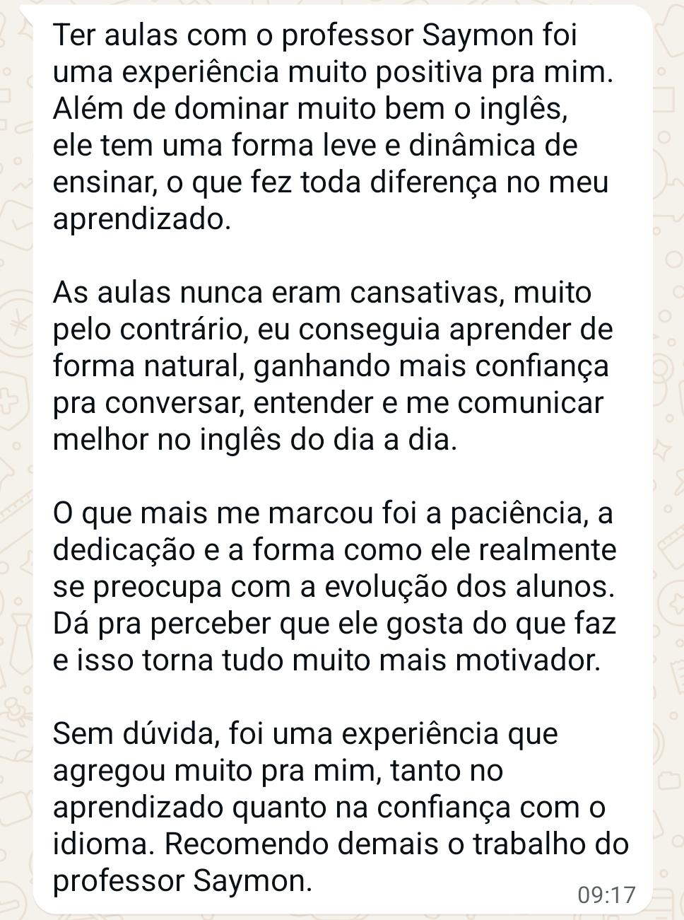 Depoimento de Abraão Antunes no WhatsApp
