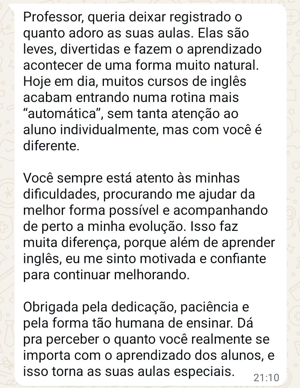 Depoimento de Ilane Caroline no WhatsApp